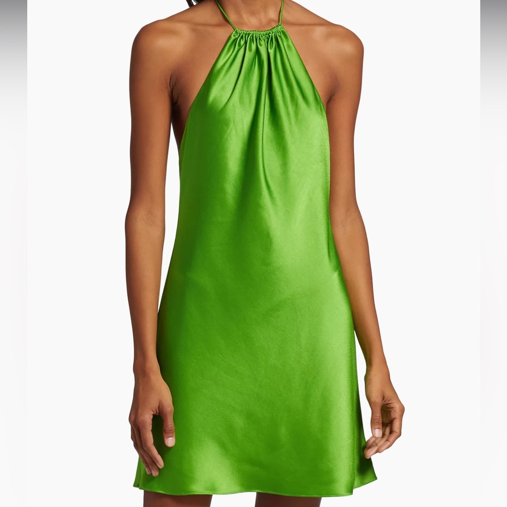 Alice + Olivia Zumi Satin Open Back Halter Minidress Size 6